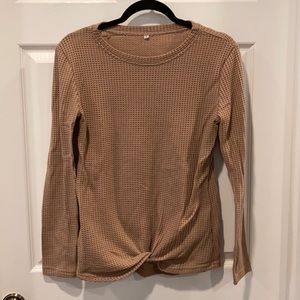 Camel colored waffle shirt